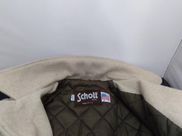 【シングルピーコート】Schott SCHOTT ショット ショートコート アウター メンズ Mサイズ ライトベージュ系 ※ポケット中シミあり_画像3