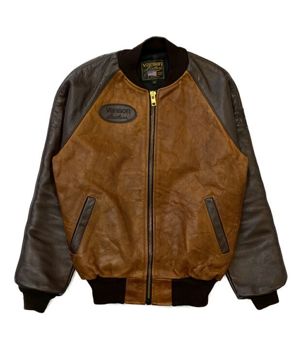 VANSON TJV ブラウン USA製 Leather Jacket バンソン レザージャケット