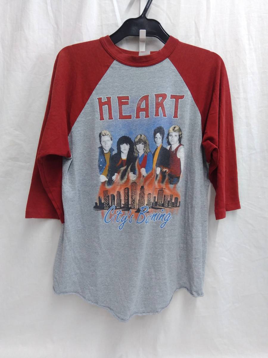 [80s] HEART PRIVATE AUDRTION TOUR82 バンドTシャツ ラグラン レッド グレー ヴィンテージ 古着 プリント 店舗受取可