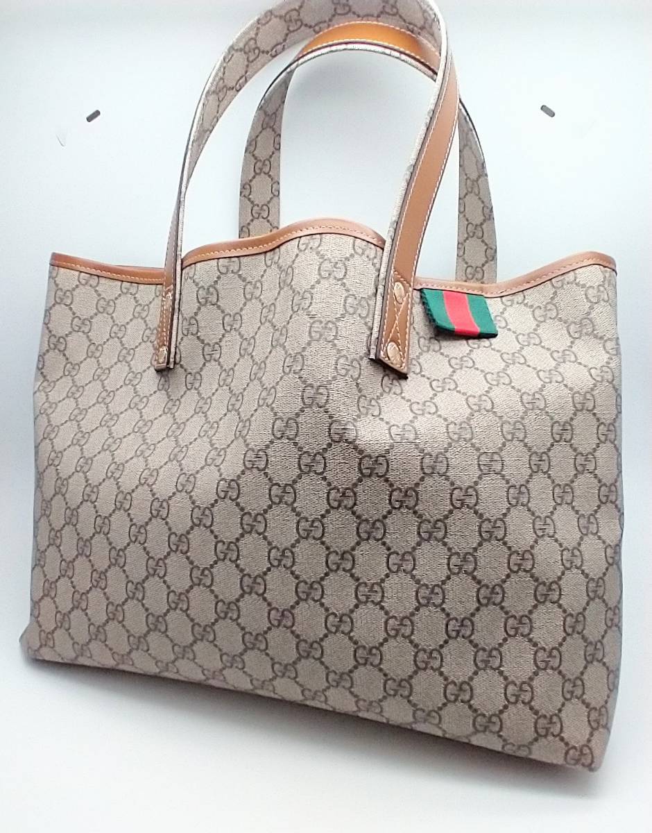 極美品】GUCCI グッチ GGスプリーム シェリートートバッグ ベージュ