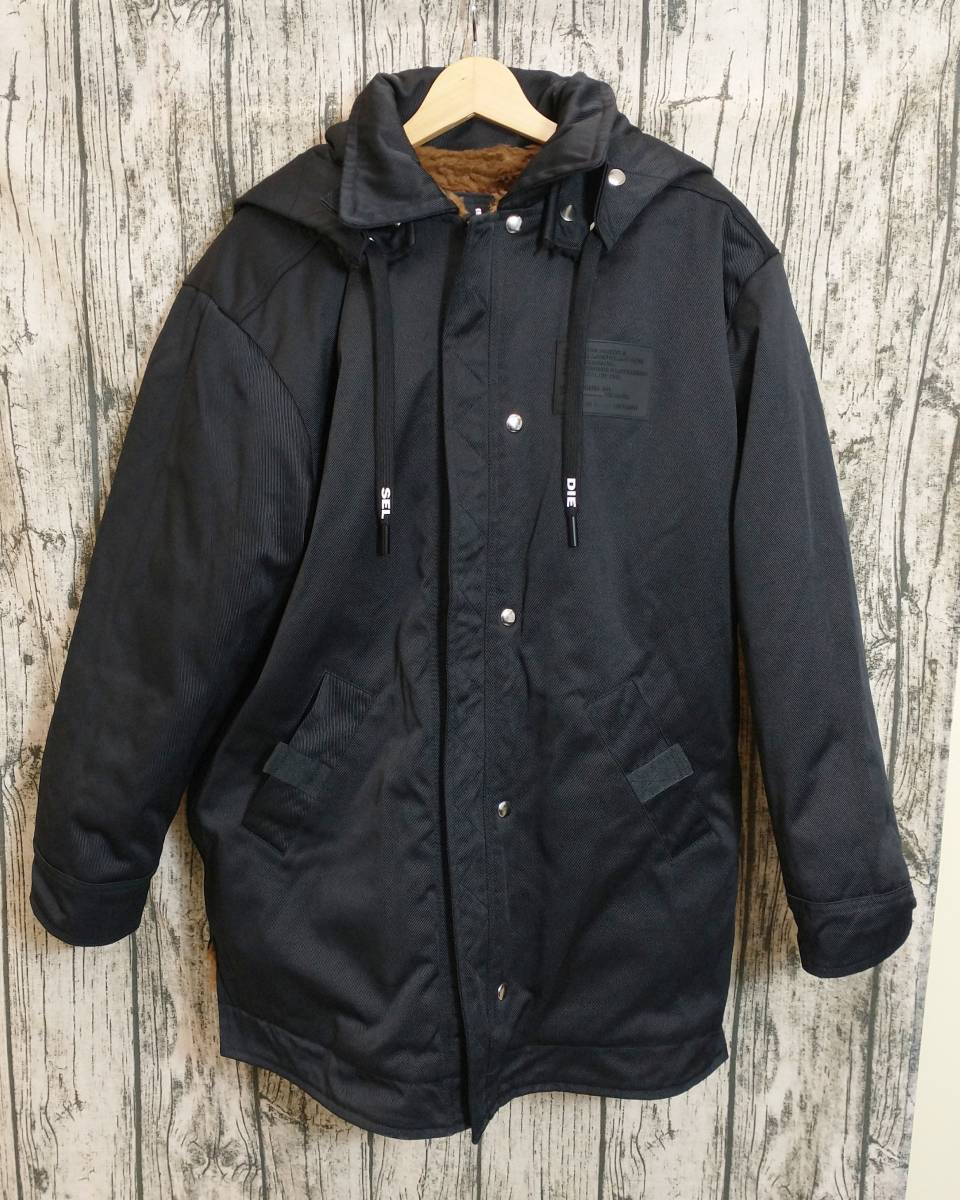 DIESEL ディーゼル リバーシブルコート ブラック/モスグリーン Sサイズ