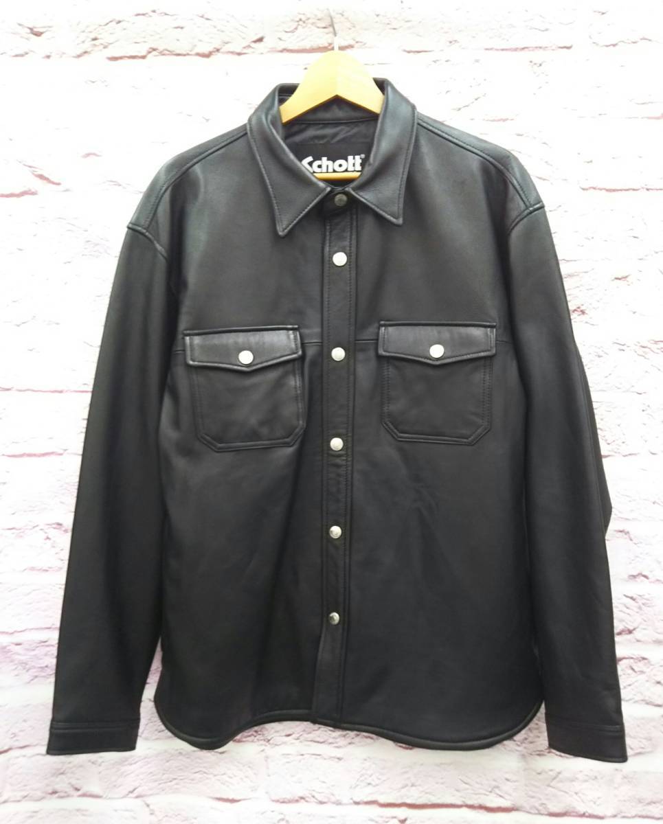 未使用・タグ付】SCHOTT ショット Lamb Leather Cpo Shirt レザー