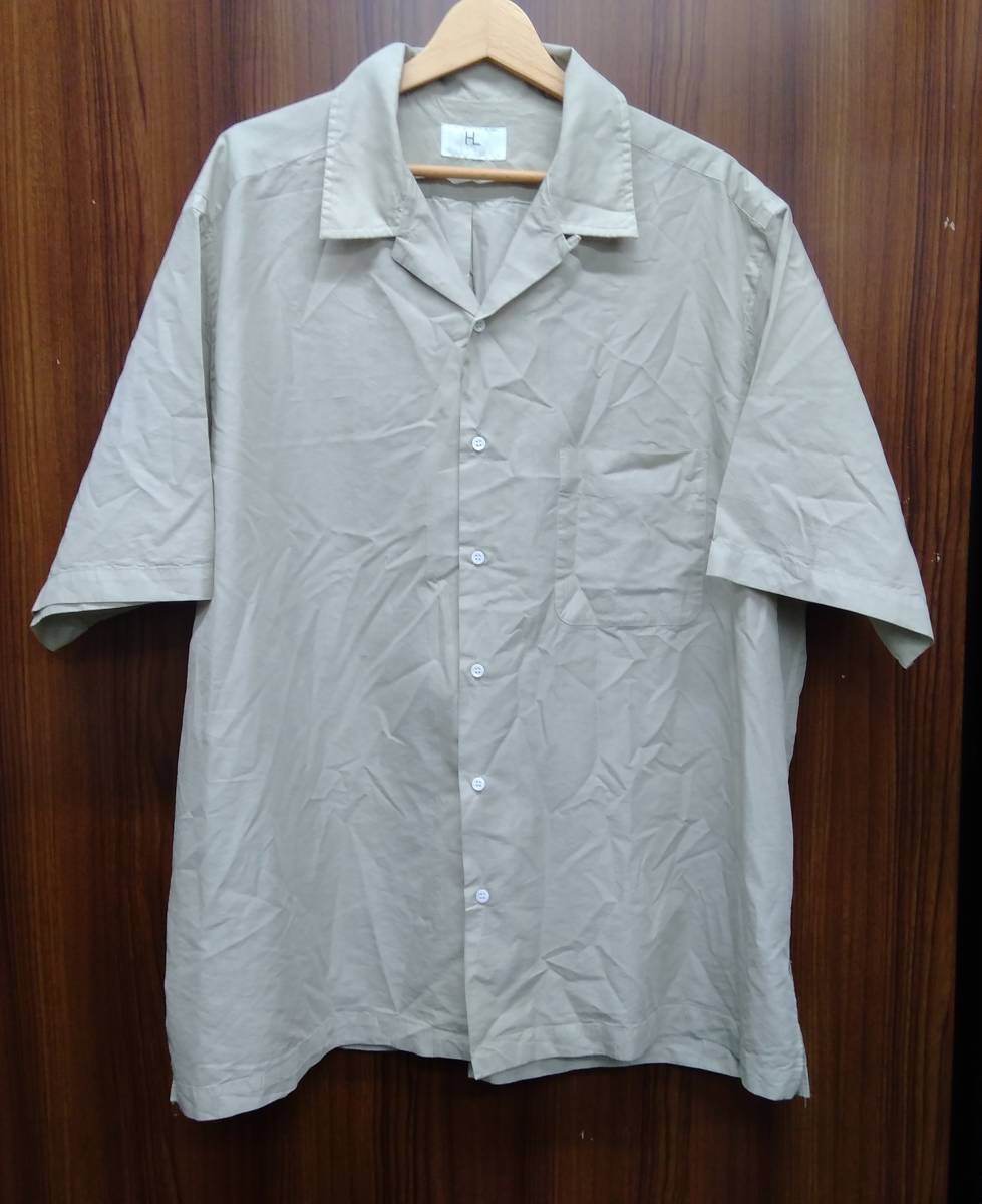 HERILL へリル Cotton Silk Open Collar Shirt 22-050-HL-8060-1 ベージュ サイズ3 半袖 オープンカラー シャツ ビッグシルエット_画像1