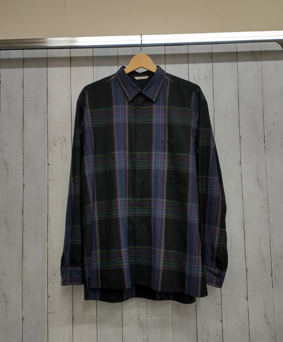 AURALEE SUPER LIGHT WOOL CHECK SHIRTS A9AS01LC 19AW 日本製 長袖