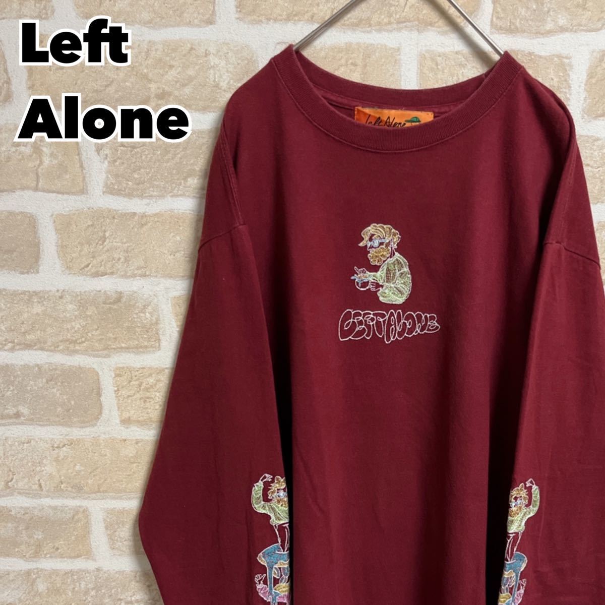 Left Alone レフトアローン Tシャツ 長袖 ロンT えんじ 刺繍 L|PayPayフリマ Left alone ロンT 刺繍