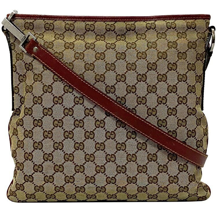 最も優遇 ベージュ ショルダーバッグ グッチ レッド GUCCI 中古 レザー