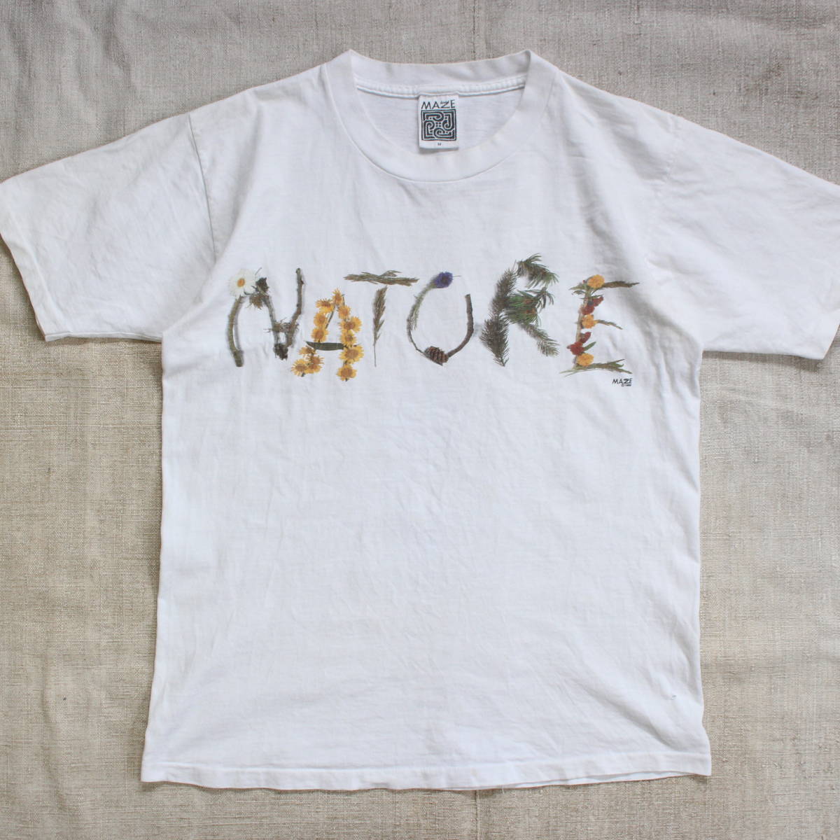 1993年 MAZE NATURE ヴィンテージTシャツ アート USA製 アメリカ 古着 画家 イラスト グラフィック デザイン フラワー STUDIO Q レア 花柄