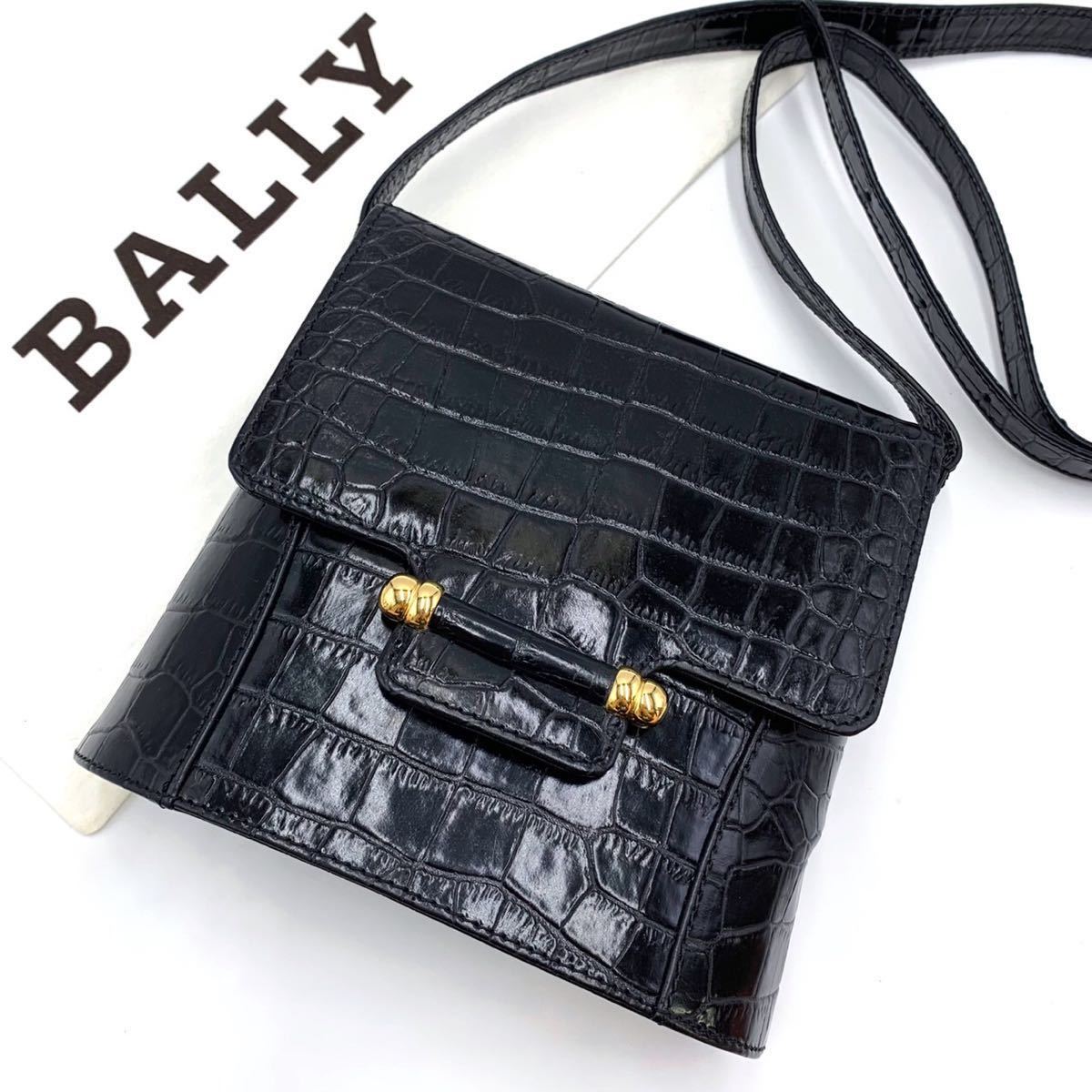 価格は安く ショルダーバッグ-BALLY クロコダイルショルダーバッグ 限定特別価格 【最終値下げ!】最高級イタリア製 クロコダイル ハンド バッグ ブラック ハンドバッグ