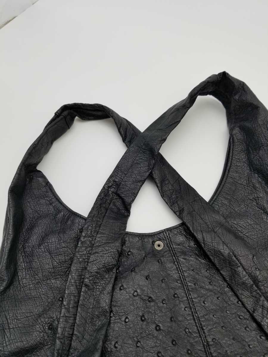 JRA одобрено Ostrich 2way сумка ширина примерно 40cm ручная сумочка большая сумка рюкзак сумка на плечо черный чёрный страус кожаный 
