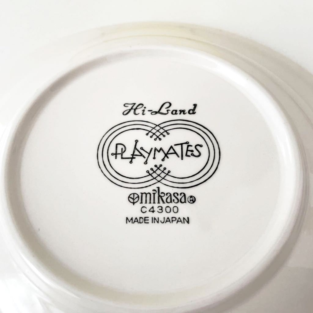 【ヴィンテージ】 mikasa ミカサ C4300 Hi-Land PLAYMATES スープ皿 ペア 2枚セット カレー 食器 昭和レトロ 黄色 イエロー 日本製 陶器の画像3