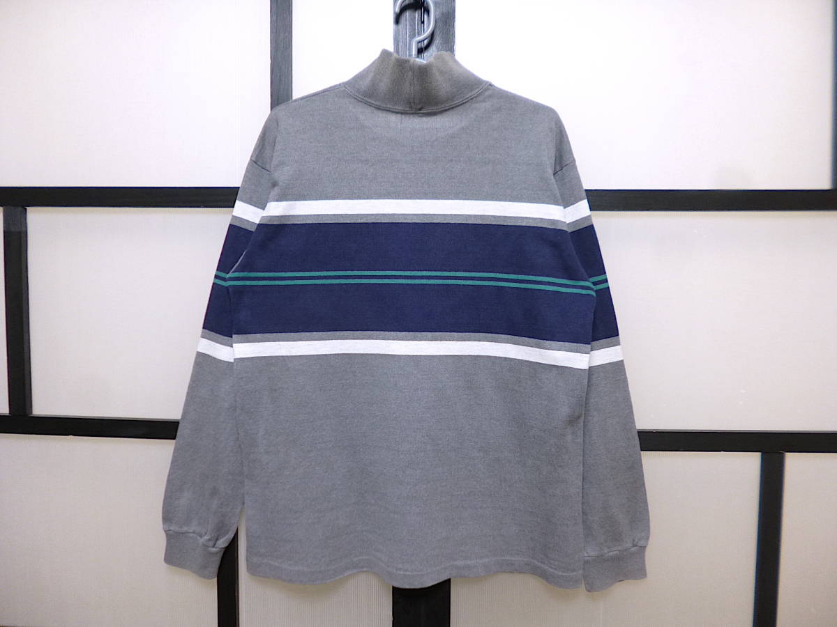 US古着 90s LLビーン モックネック ボーダー柄 ロングT シャツ USA製 / LL BEAN エルエルビーン ロンT ハイネック アメリカ製 アウトドア_画像3