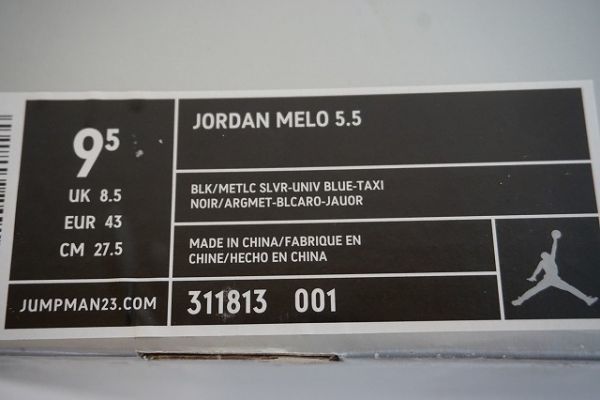 【即決】NIKE JORDAN melo V.5 ナイキ ジョーダン メロ ミドル スニーカー シューズ 黒 サイズ:CM27.5【770174】の画像10