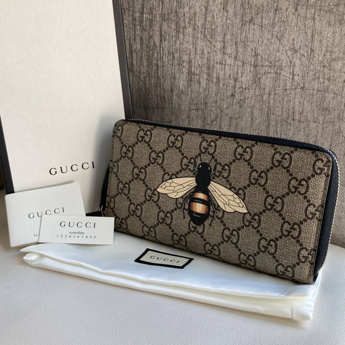 GUCCI グッチ 長財布 蜂 ビー ラウンドファスナー GGスプ 極美品