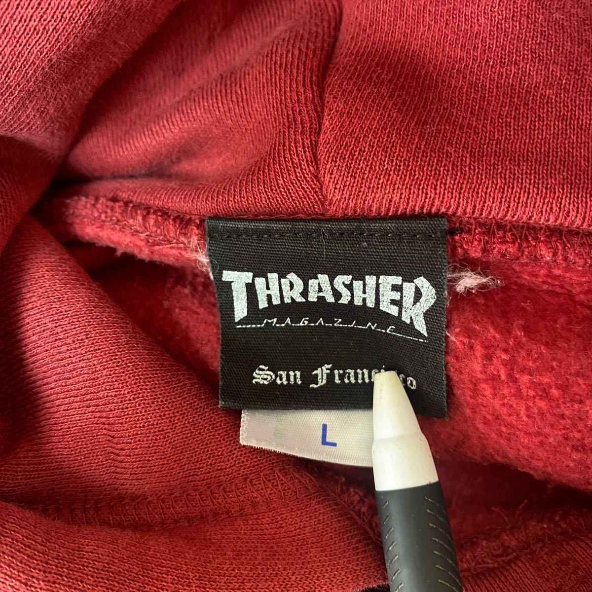 THRASHER/プルオーバーパーカー 定番 プリント 古着 美品 メンズL ユニ