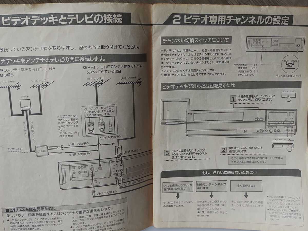 ◆昭和レトロ◆NEC◆ビデオデッキ設置説明書_画像3