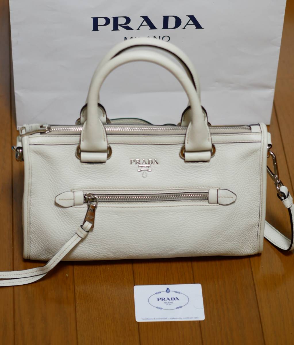 本物 2WAY, / ショルダーバッグ 【新品】PRADA VITELLO 色:TALCO