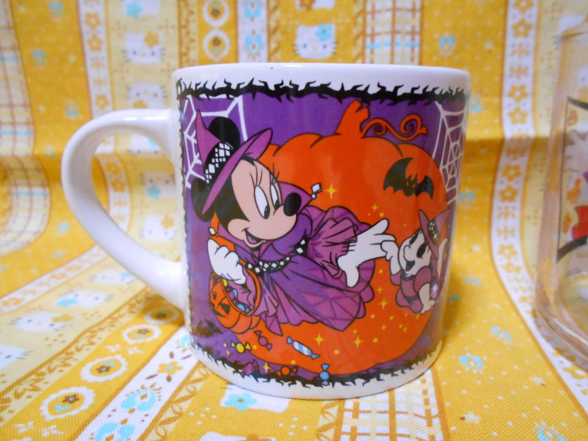 ♪ディズニー美品東京ディズニーリゾート25thディズニーランドハロウィン2008陶器製カップ２個＆ガラス製コップグラスチップ＆デール_画像3