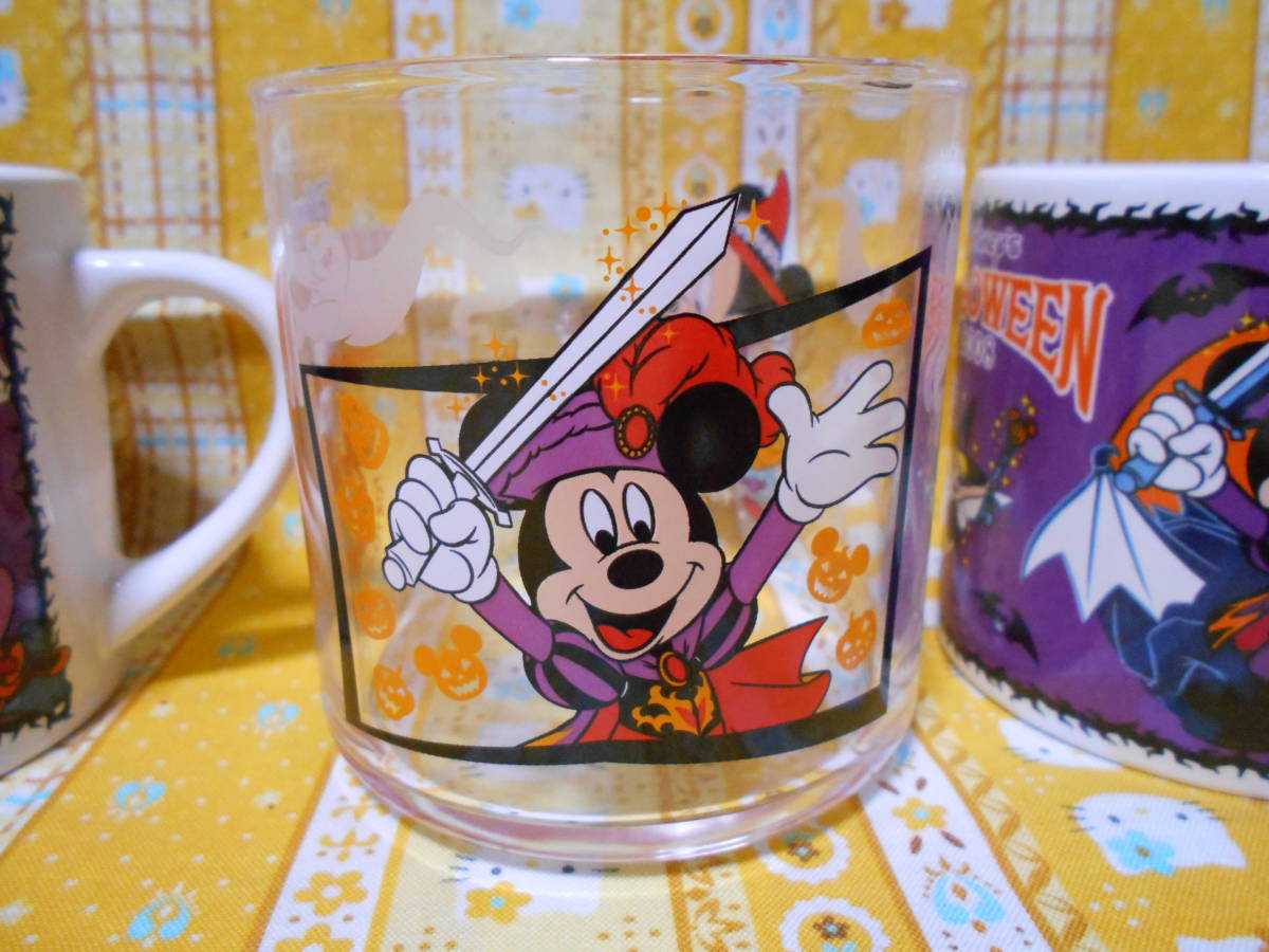 ♪ディズニー美品東京ディズニーリゾート25thディズニーランドハロウィン2008陶器製カップ２個＆ガラス製コップグラスチップ＆デール_画像5