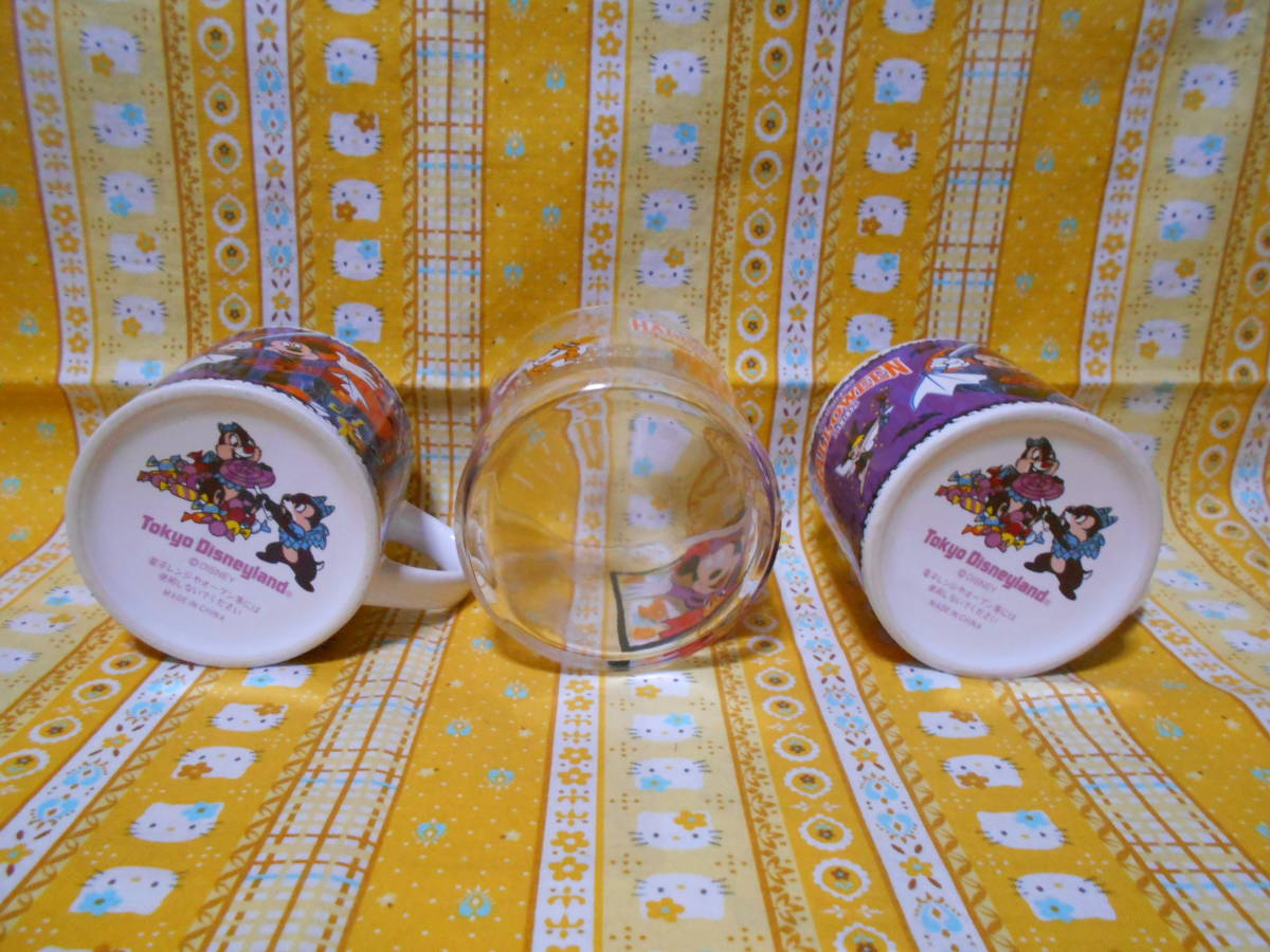 ♪ディズニー美品東京ディズニーリゾート25thディズニーランドハロウィン2008陶器製カップ２個＆ガラス製コップグラスチップ＆デール_画像7