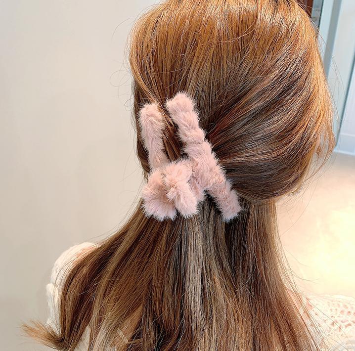  fur Vance clip hair clip autumn winter Korea oru tea n pink 