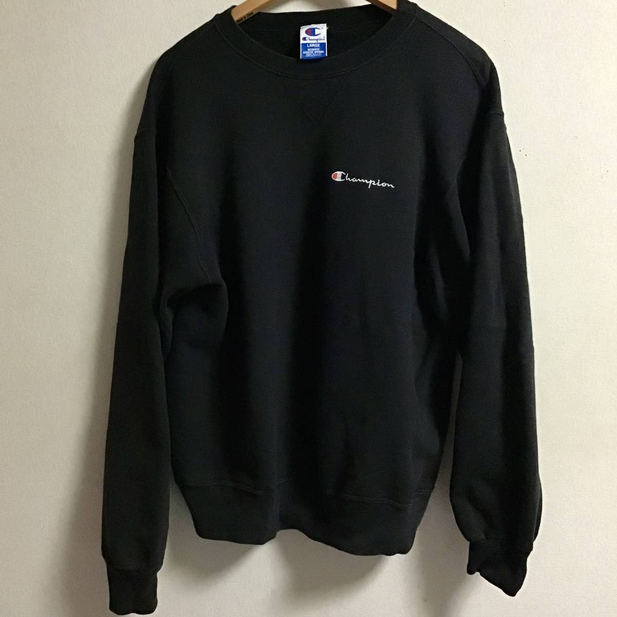 90s 希少 BLACK 青刺繍 Champion リバースウィーブ USA ビンテージ 黒
