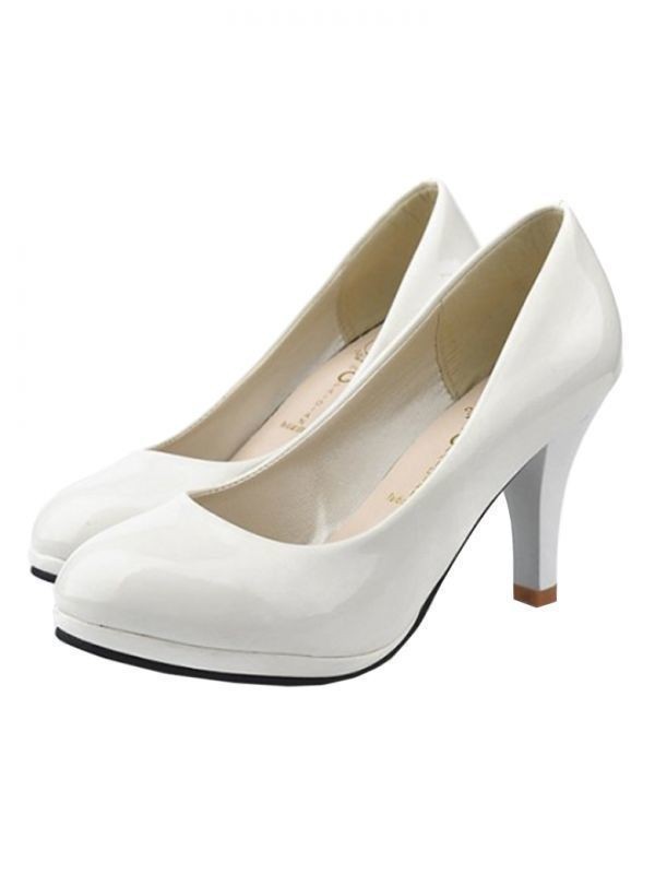  pumps 8. heel enamel beautiful legs casual business 23.5. white new goods unused B class goods NO.25