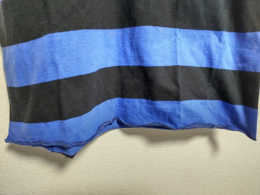 ナンバーナイン Tシャツ ボーダー ブラック ブルー 半袖 綿 2 日本製_画像6