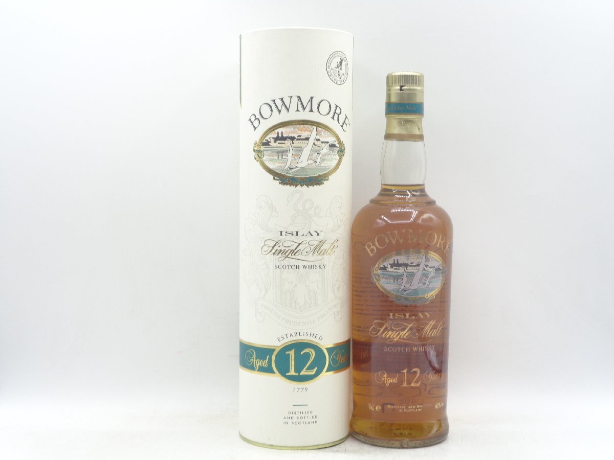 BOWMORE 12年 ボウモア シルクプリント アイラ シングルモルト スコッチ ウイスキー 箱入 未開封 古酒 700ml 40% Z3355 