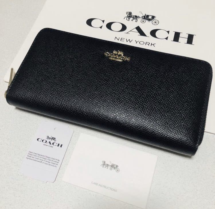 ☆COACH コーチ F52372 ラウンドファスナー 長財布 クロスグレイン
