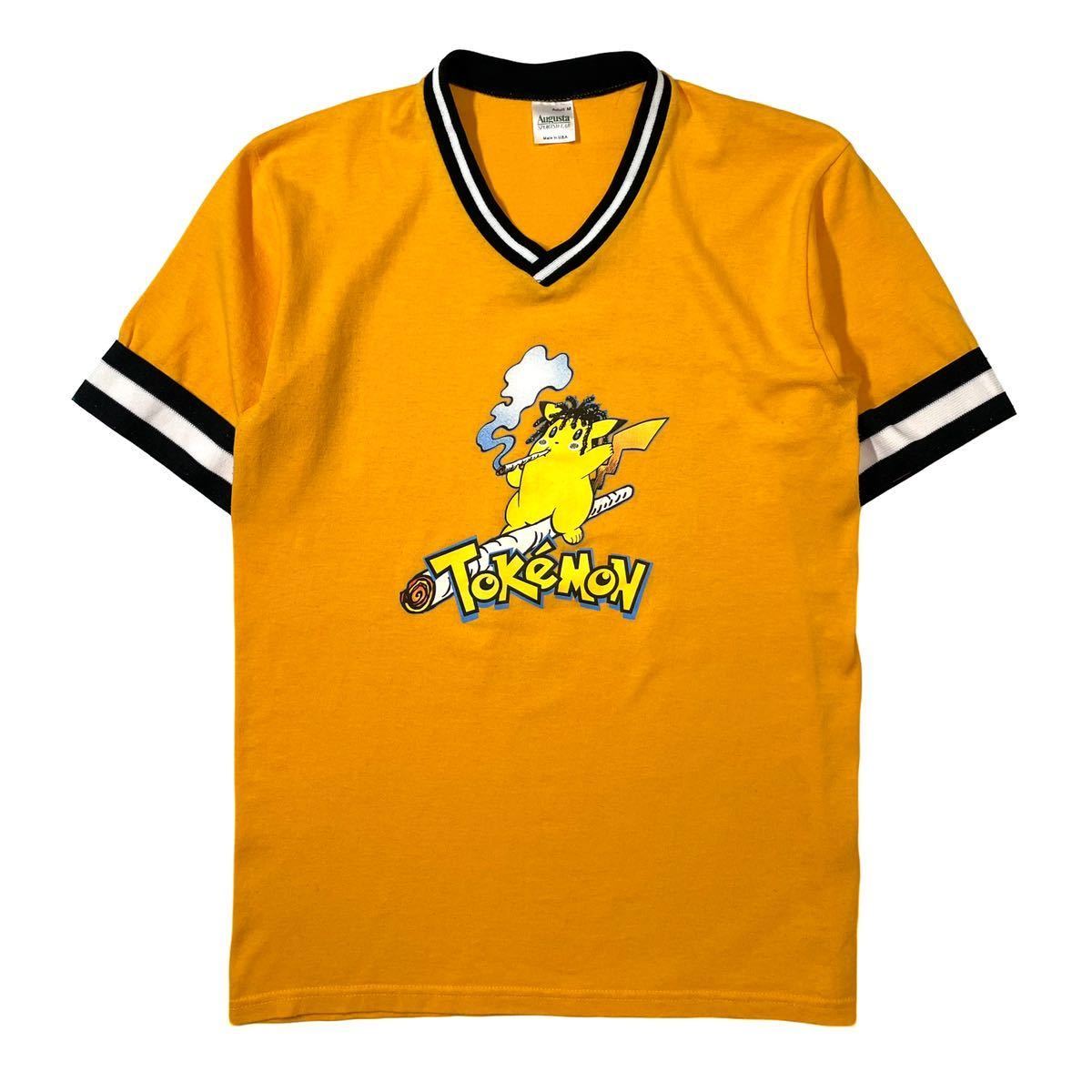 90s USA製 TOKEMON MARIJUANA Vintage Tee Pokemon Smokemon ポケモン トケモン パロディ フットボールT リンガー ヴィンテージ ビンテージ