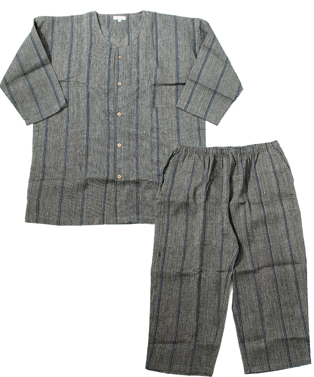 [ new goods ] 3L E pattern jinbei men's large size peace pattern pyjamas top and bottom ... weave plain stripe ... setup 