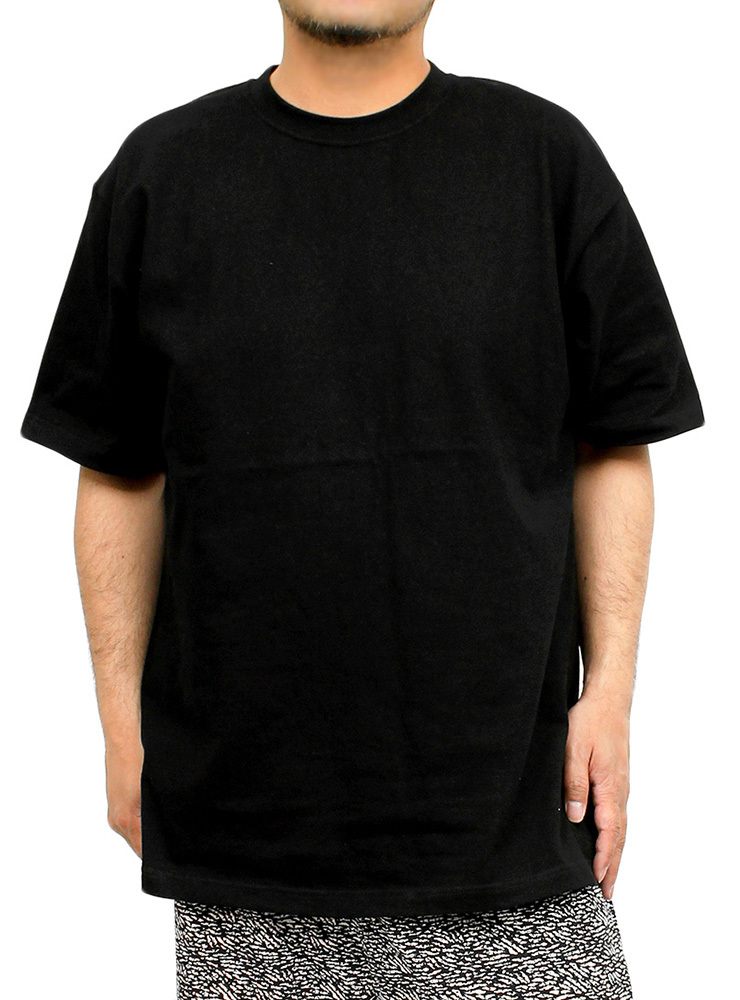 【新品】 2XL ブラック 半袖 Tシャツ メンズ 大きいサイズ スーパー ヘビーウェイト 厚手 7.4オンス 無地 クルーネック カットソー_画像1