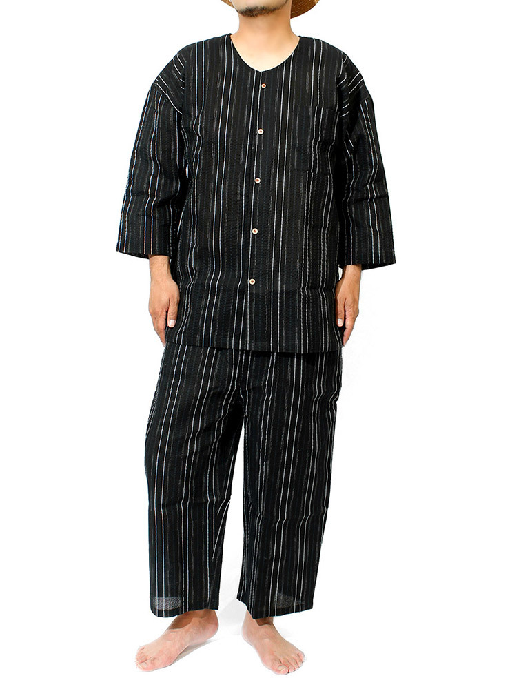 [ new goods ] 3L C pattern jinbei men's large size peace pattern pyjamas top and bottom ... weave plain stripe ... setup 