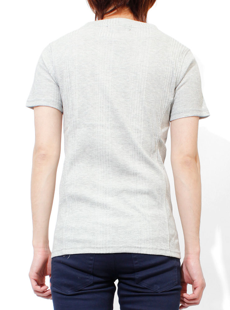 【新品】 S グレー(半袖) Tシャツ メンズ 大きいサイズ 小さいサイズ Vネック 半袖 無地 テレコ素材 ストレッチ カットソー_画像2