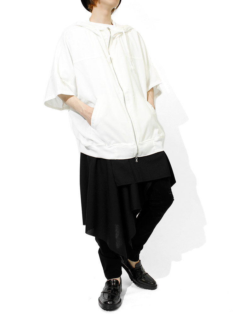 【新品】 F ブラック スカート メンズ 無地 デザイナーズ 切りっぱなし 巻きスカート フラップスカート 日本製 国産 レディー_画像3