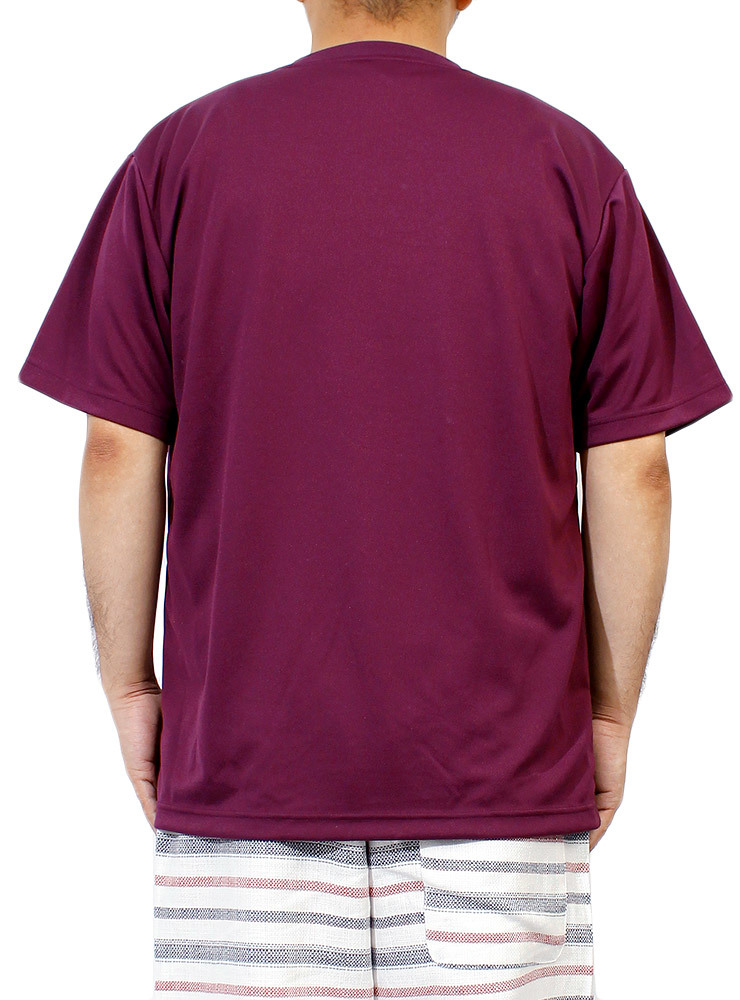 【新品】 4L パープル Tシャツ メンズ 大きいサイズ 半袖 吸汗速乾 ドライ メッシュ UVカット 無地 クルーネック カットソー_画像2