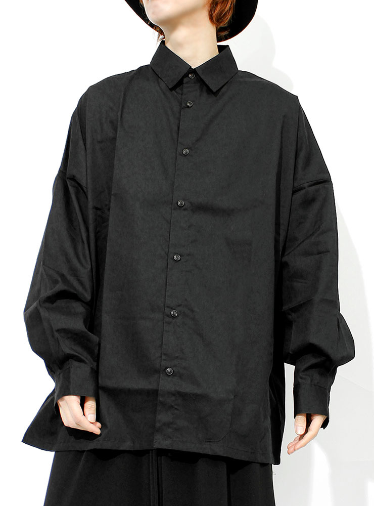 【新品】 F ブラック ビッグシャツ メンズ ワイド ロング 長袖 ドロップショルダー デザイナーズ 日本製 国産