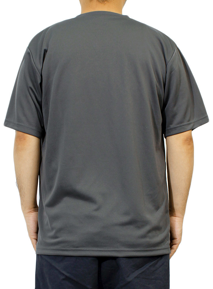 【新品】 5L ダークグレー Tシャツ メンズ 大きいサイズ 半袖 吸汗速乾 ドライ メッシュ UVカット 無地 Vネック カットソー_画像2