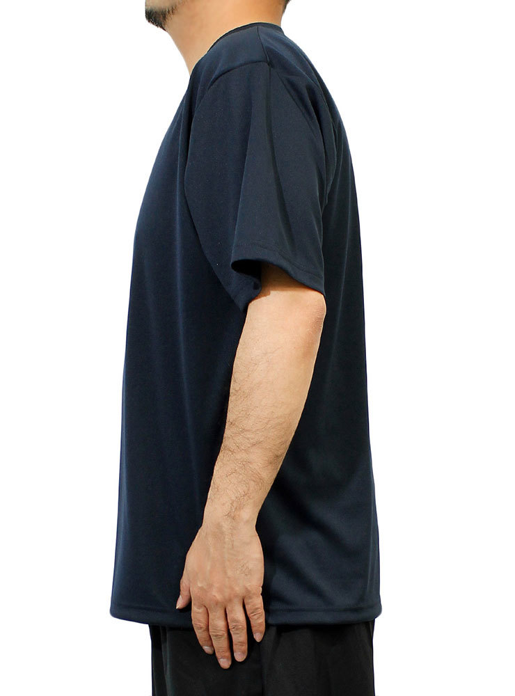 【新品】 5L ネイビー Tシャツ メンズ 大きいサイズ 半袖 吸汗速乾 ドライ メッシュ UVカット 無地 Vネック カットソー_画像4
