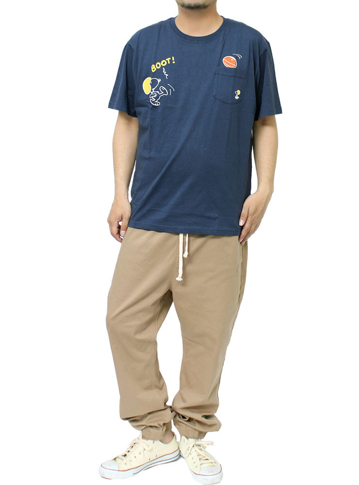 【新品】 4L ネイビー PEANUTS(ピーナッツ) 半袖 Tシャツ メンズ 大きいサイズ SNOOPY スヌーピー ポケット付き プリント カットソー_画像2