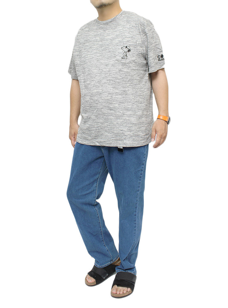 【新品】 4L グレー×ブラックA PEANUTS(ピーナッツ) 半袖 Tシャツ メンズ 大きいサイズ SNOOPY スヌーピー_画像2