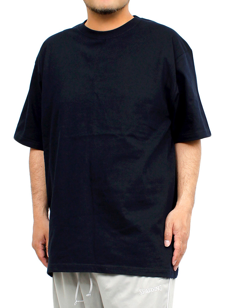 【新品】 3XL ネイビー 半袖 Tシャツ メンズ 大きいサイズ スーパー ヘビーウェイト 厚手 7.4オンス 無地 クルーネック カットソー_画像1