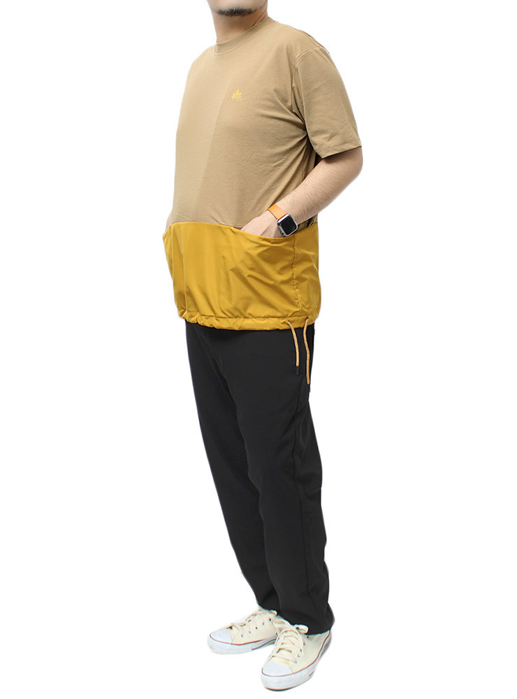 【新品】 4L ベージュ LOGOS PARK(ロゴス パーク) 半袖 Tシャツ メンズ 大きいサイズ 吸汗速乾 ロゴ プリント バイカラー クルーネック カ_画像2