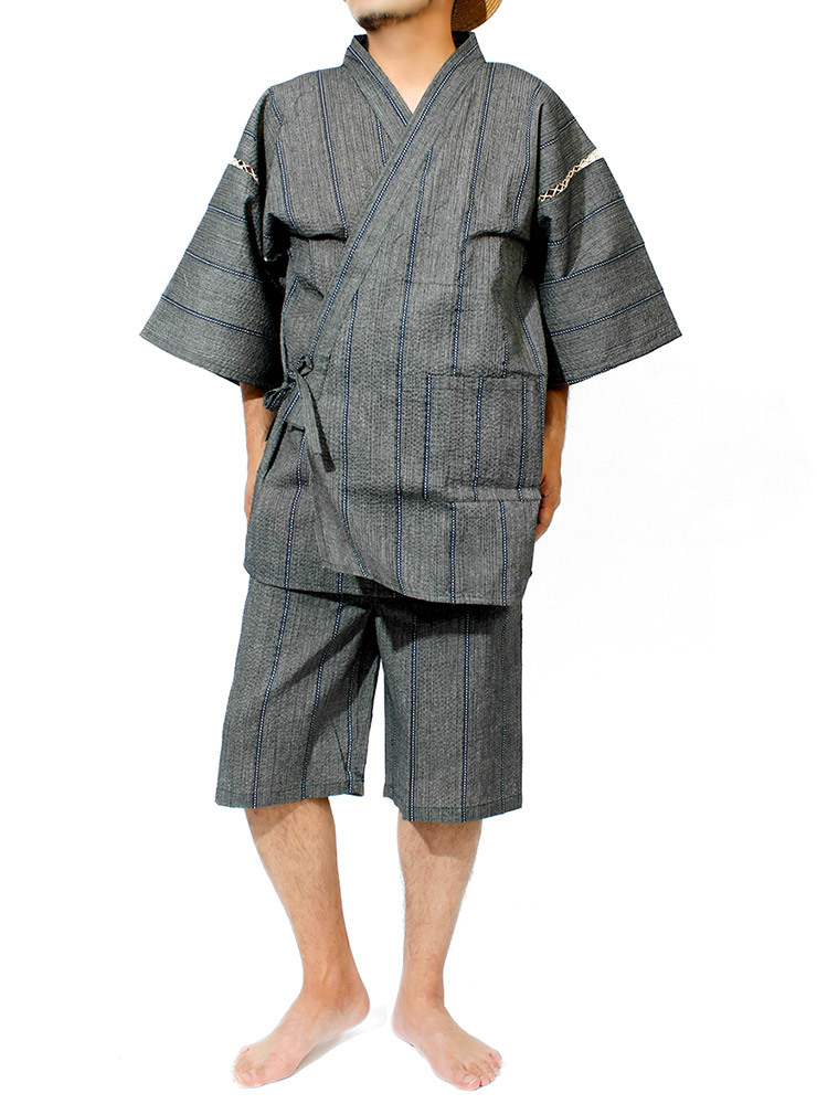 [ new goods ] LL E pattern jinbei men's ... weave peace pattern top and bottom .... setup plain stripe 