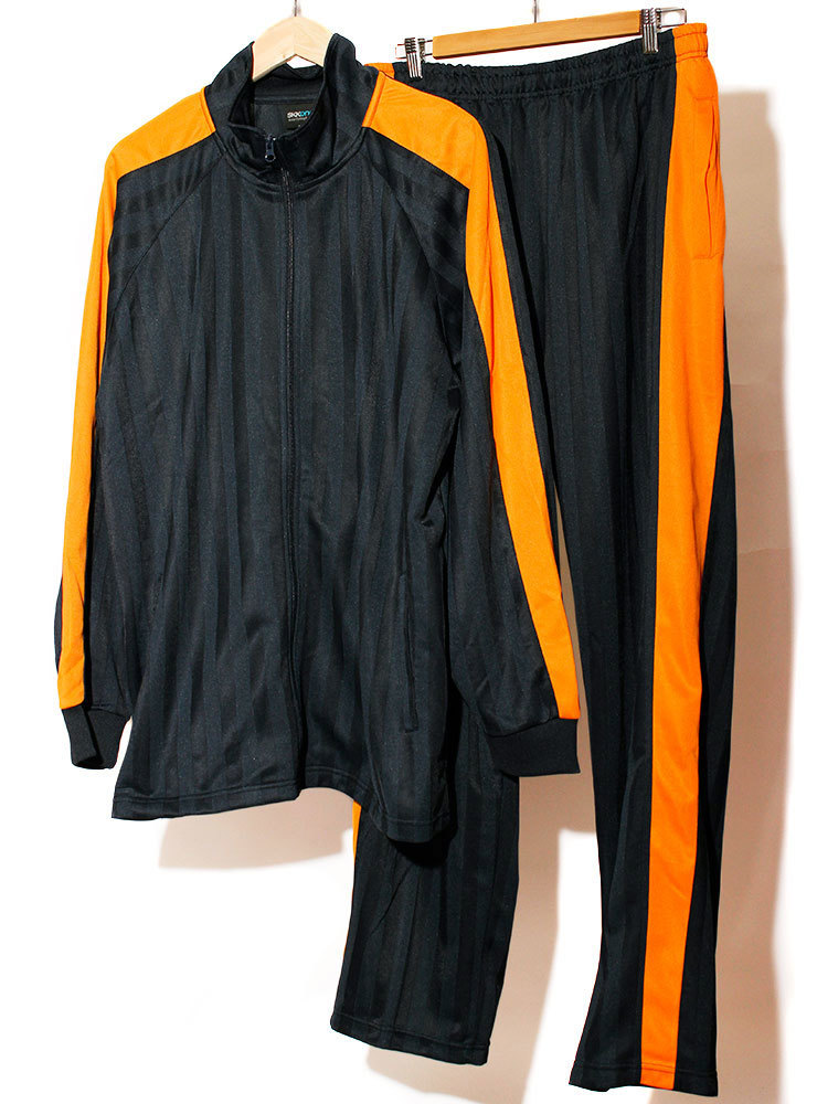 [ new goods ] 4L navy × orange jersey men's large size setup top and bottom sport wear 