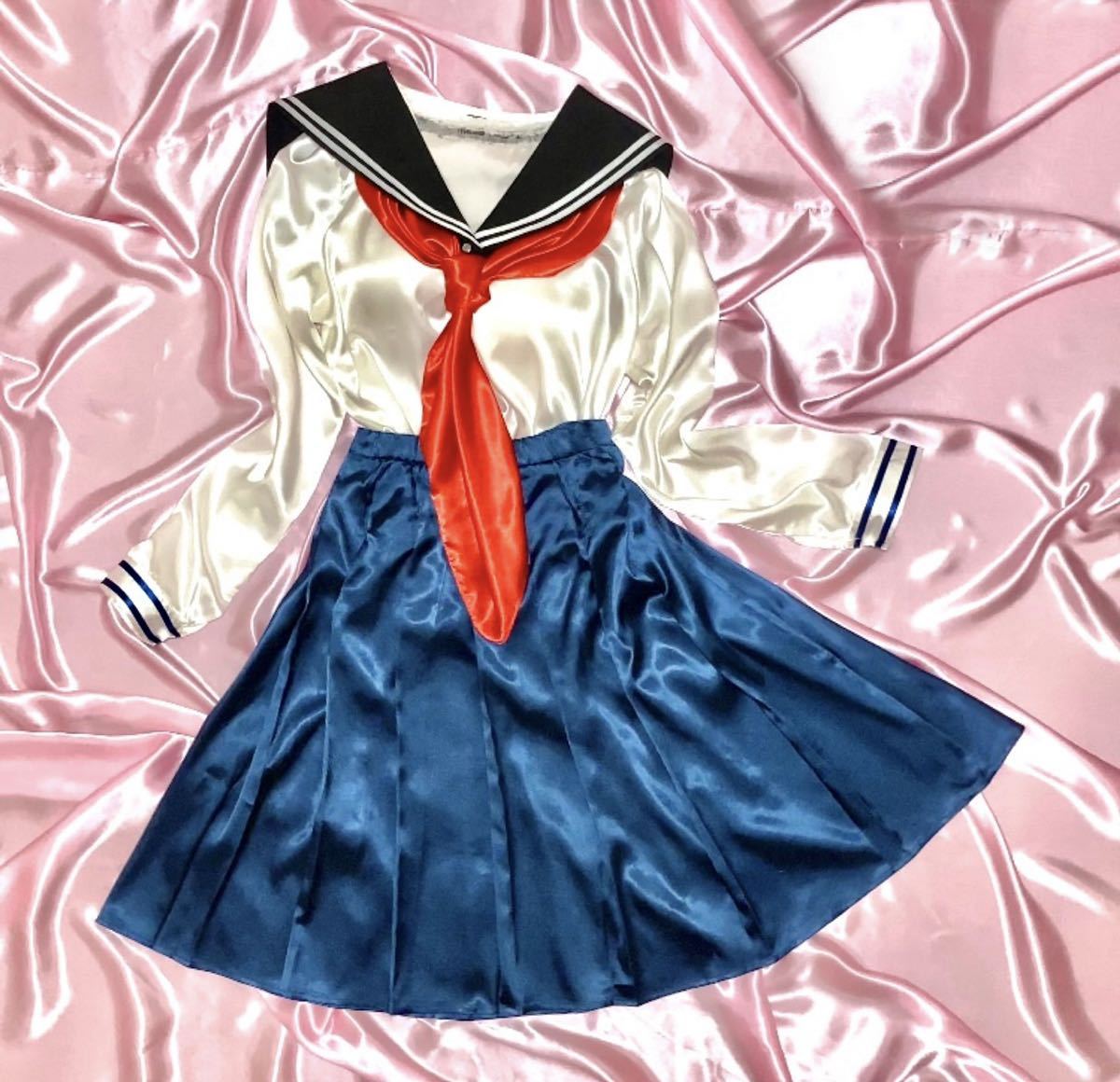 ☆超つるつる超光沢☆ 全身サテンセーラー服コーデセット ☆超つるつる超光沢☆ 全身サテンセーラー服コーデセット