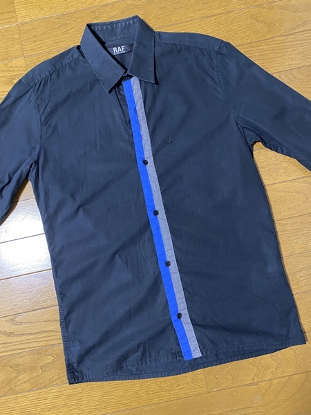 [RAF BY RAF SIMONS] архив передний вышивка центральный полоса хлопок рубашка S черновой bai Raf Simons 