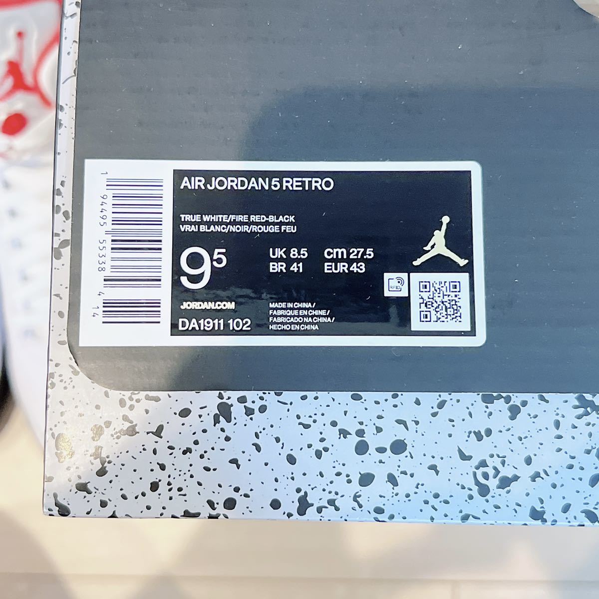 【新品未使用】27.5cm Nike Air Jordan 5 Retro Fire Red ナイキ エアジョーダン5 レトロ ファイアレッド US9.5 DA1911-102_画像8
