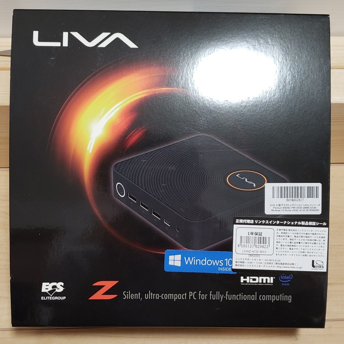 ECS LIVA Z メモリ4GB Windows10 小型 無音 デスクトップパソコン