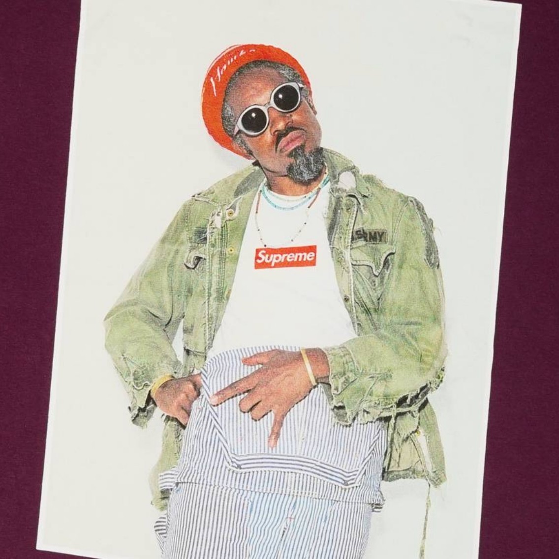 新品未使用 Supreme Andre 3000 Tee Eggplant アンドレ Lサイズ